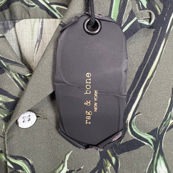 Rag & Bone New York Mens Avery Printed Vacation Shirt Army Floral 100% Cotton XS - Picture 9 of 12